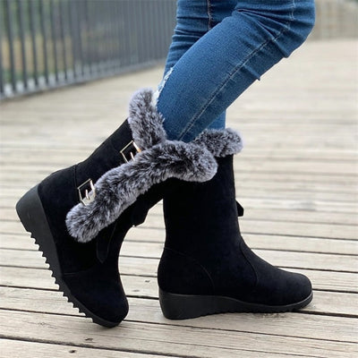 SnowBoots l Plysforede termiske pelsstøvler med trendy spænde til kvinder l Vanero