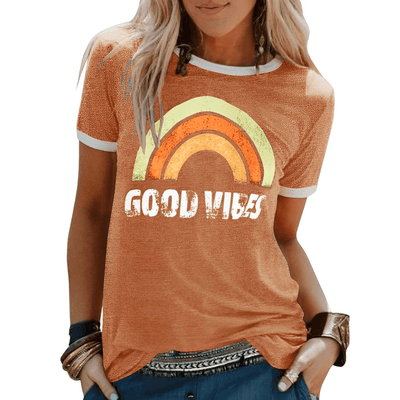 'LivsGnist' l Rainbow Good Vibes halværmet T-shirt l Vanero
