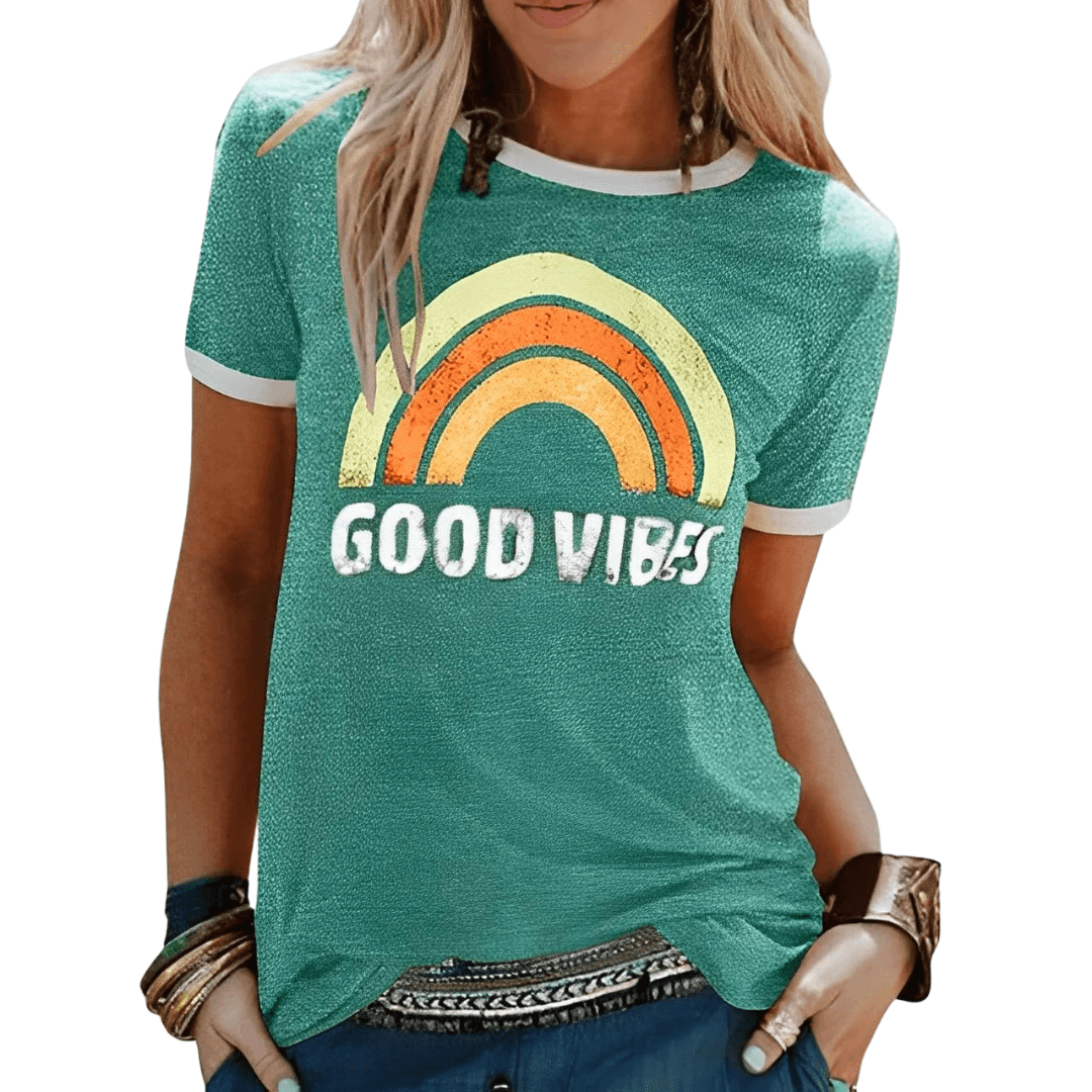 'LivsGnist' l Rainbow Good Vibes halværmet T-shirt l Vanero