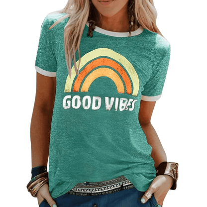 'LivsGnist' l Rainbow Good Vibes halværmet T-shirt l Vanero