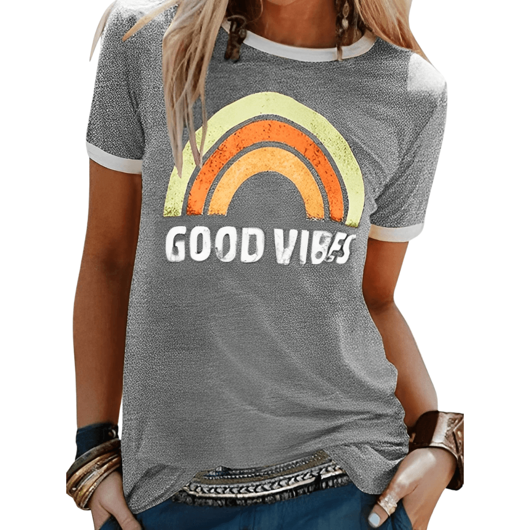 'LivsGnist' l Rainbow Good Vibes halværmet T-shirt l Vanero