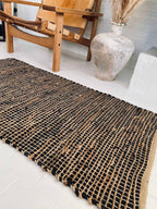 Skind Jute Gulvtæppe Håndflettet Design | Rektangulært Indendørs Tæppe 140x200 cm | Stue Soveværelse & Entré Brug | Vanero