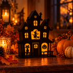 3D Halloween Spøgelseshus | Integreret Varm LED-Belysning | Batteridrevet Fritstående Dekoration Til Indendørs Brug | Vanero