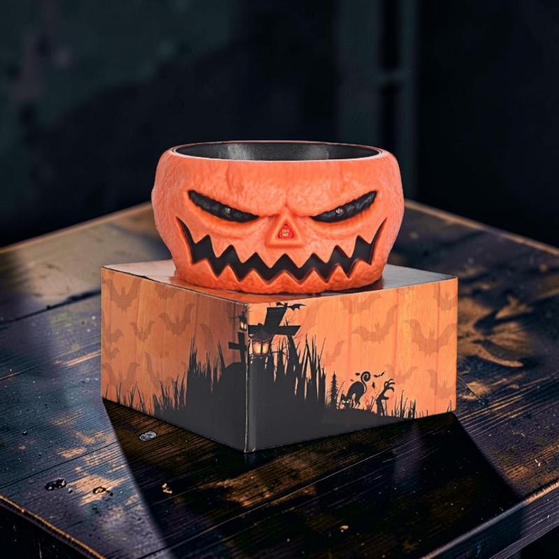 Halloween Slikskål Med Bevægelig Skelet Hånd | Bevægelsesaktiveret LED Slikholder | Batteridrevet | Vanero