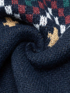 Strikpullover Til Herre | Nordisk Inspireret Jacquard Med Rombe- & Zigzagmønster | Løs Pasform, Rund Hals & Ribbede Manchetter | Vanero