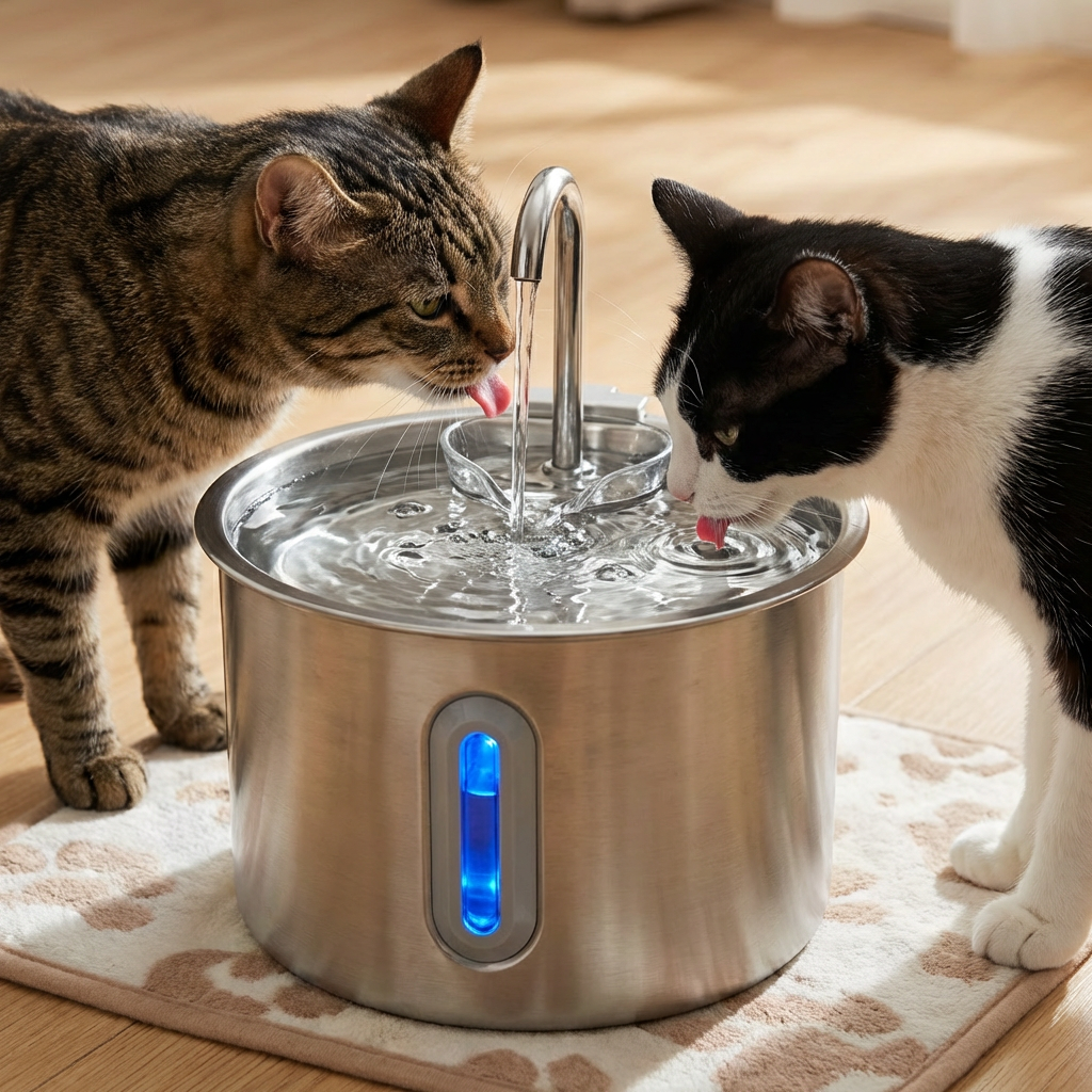 Vandfontæne Til Kæledyr Rustfrit Stål | USB Drevet Drikkefontæne | 3,2L Filtreret Vanddispenser Til Katte & Små Hunde | Vanero
