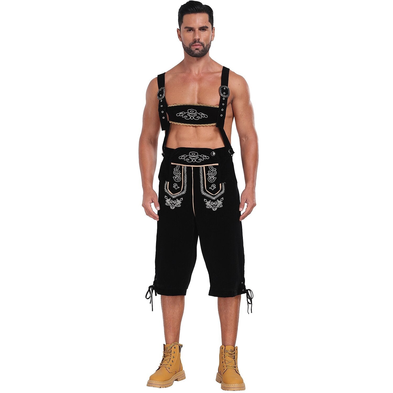 Herre Lederhosen Ægte Læder | Traditionelt Oktoberfest Buksedesign | Broderede Detaljer Til Festivaler & Events | Vanero