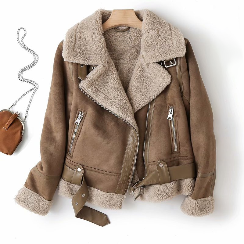 Madeleine Sherpafleece & Læder | Afslappet Pasform Bomberjakke | Lag-På-Lag Design til Hverdagsbrug & Kølige Temperaturer | Vanero