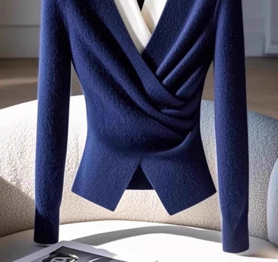 Bluse med Drapering | Uldblanding | Stilfuld & Sofistikeret l Vanero