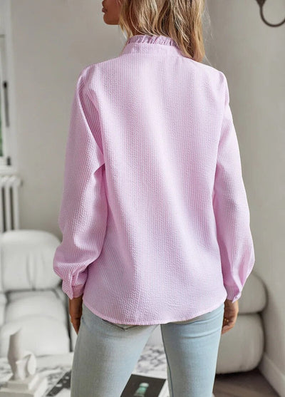 Jade | Stilfuld Flæset Knapbluse l Vanero