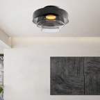 Glas Loftlampe Med Metalkonstruktion | E27 Loftbelysning Til Indendørs Brug | Fås I Ravglas Eller Klart Glas | Vanero