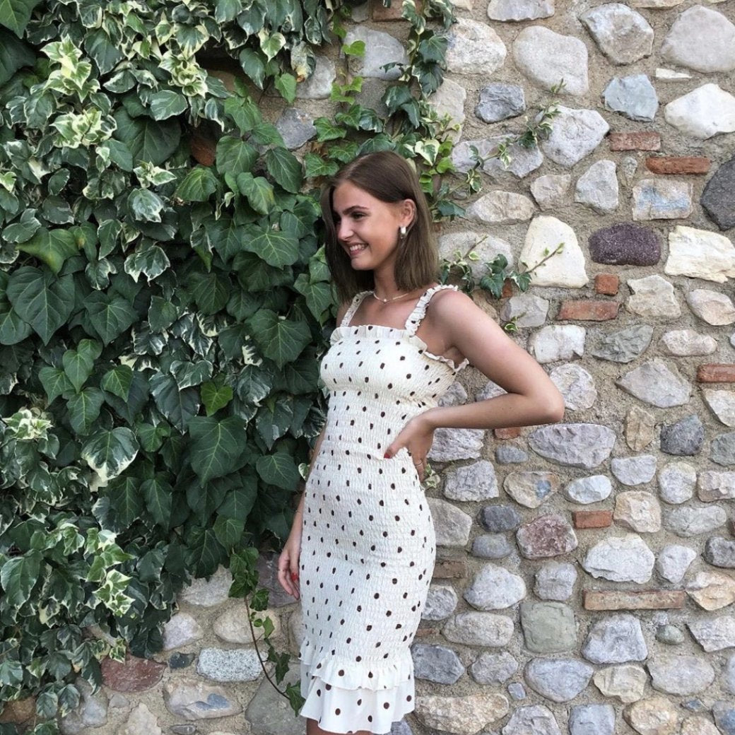 Eva | Stilfuld Sommerkjole med Prikket Mønster l Vanero