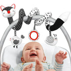 Spirallegetøj Stof og Polyester | Aktivitetslegetøj til Barnevogn og Autostol | Blødt Viklebart Babylegetøj | Vanero