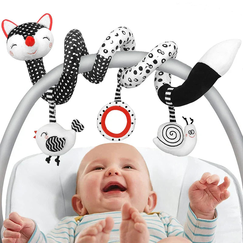 Spirallegetøj Stof og Polyester | Aktivitetslegetøj til Barnevogn og Autostol | Blødt Viklebart Babylegetøj | Vanero