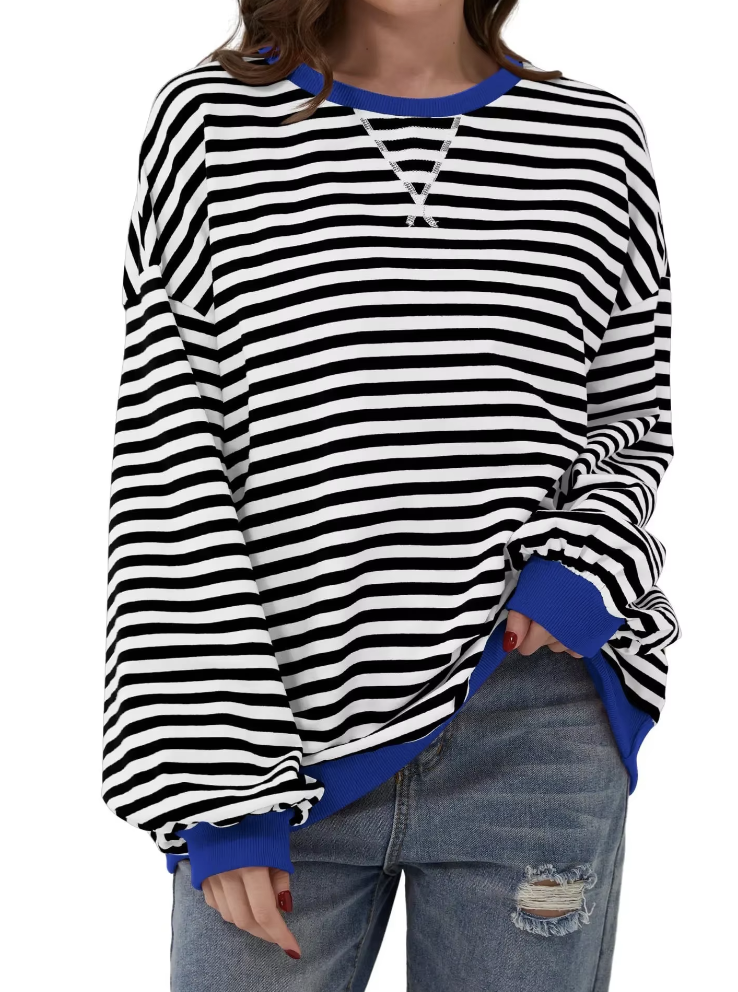 Casual Stribet Sweatshirt | Blød og Stilfuld | Perfekt til Afslappede Dage l Vanero