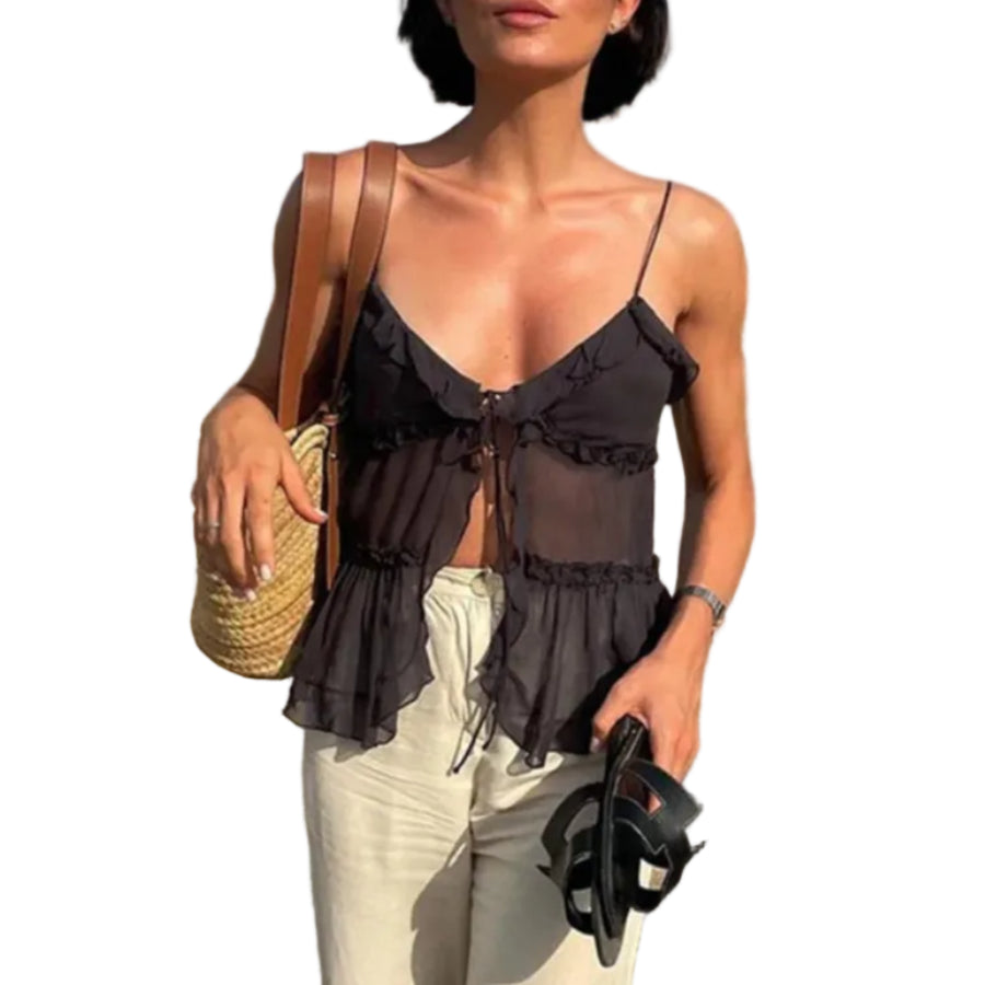Dame Cami Top | Chiffon Top Med Justerbare Stropper | Hverdagsbrug | Vanero