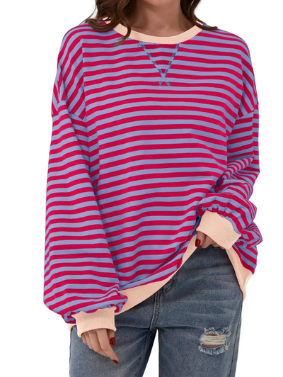 Casual Stribet Sweatshirt | Blød og Stilfuld | Perfekt til Afslappede Dage l Vanero
