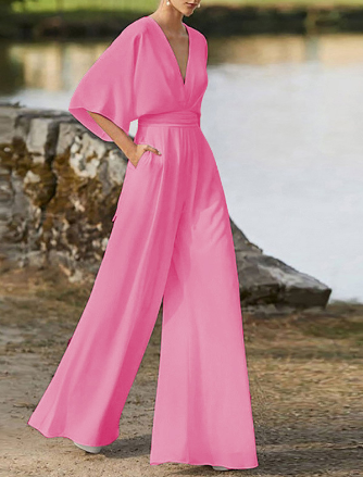 Stilla | elegant jumpsuit med brede ben og v-hals til kvinder | vanero