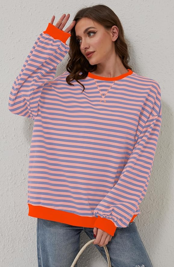 Casual Stribet Sweatshirt | Blød og Stilfuld | Perfekt til Afslappede Dage l Vanero