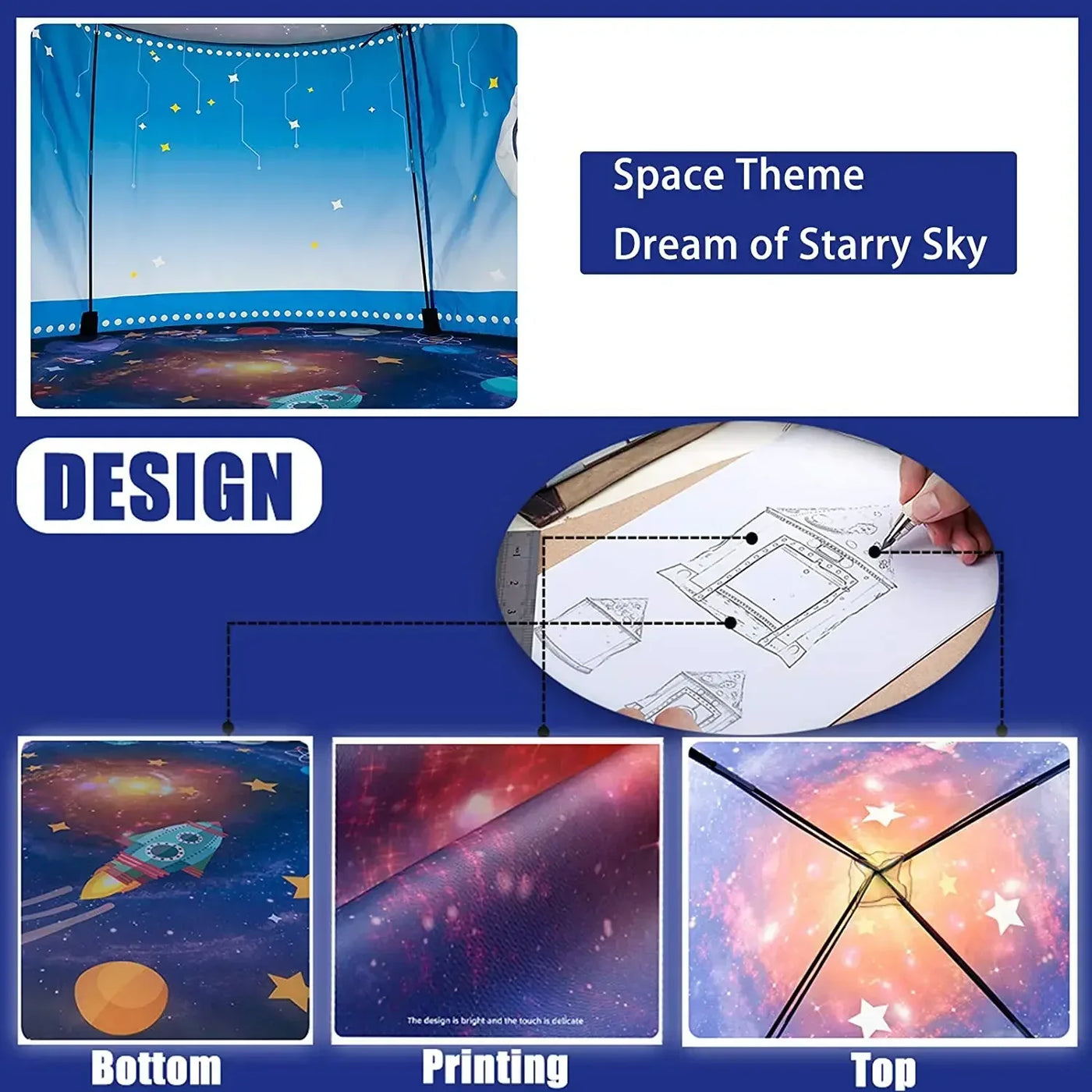 Rocket Ship Tent | Pop Up Rumraket Telt Til Børn Med Rumeventyr | Vanero