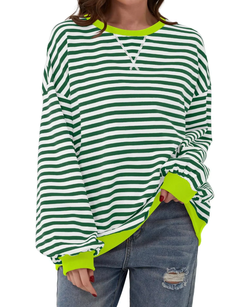 Casual Stribet Sweatshirt | Blød og Stilfuld | Perfekt til Afslappede Dage l Vanero
