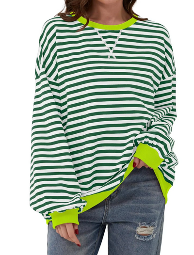 Casual Stribet Sweatshirt | Blød og Stilfuld | Perfekt til Afslappede Dage l Vanero