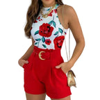 Dame Sommersæt I Polyesterblanding | Løstsiddende Top Og Shorts Med Blomsterprint | Varme Dage | Vanero