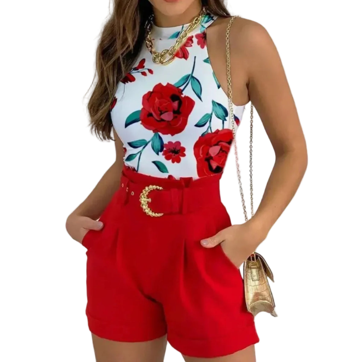 Dame Sommersæt I Polyesterblanding | Løstsiddende Top Og Shorts Med Blomsterprint | Varme Dage | Vanero