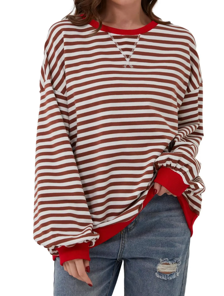 Casual Stribet Sweatshirt | Blød og Stilfuld | Perfekt til Afslappede Dage l Vanero