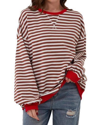 Casual Stribet Sweatshirt | Blød og Stilfuld | Perfekt til Afslappede Dage l Vanero