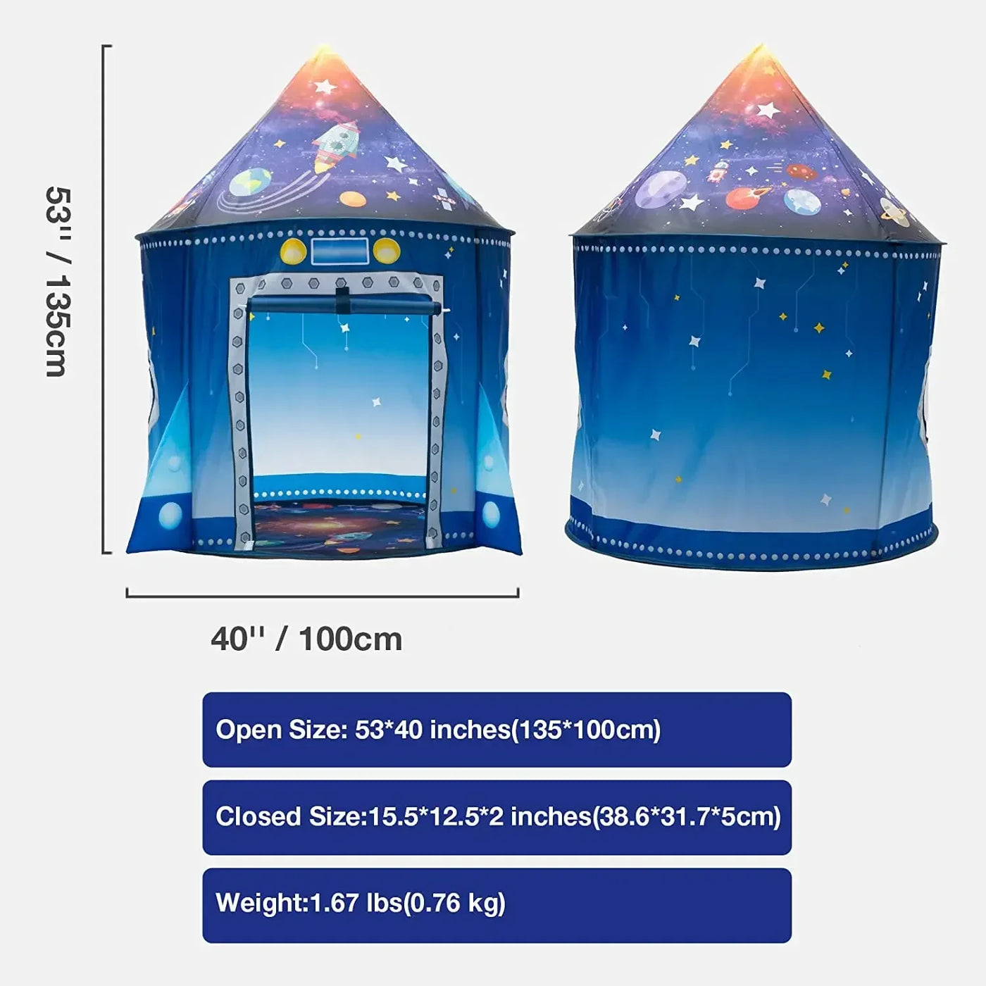 Rocket Ship Tent | Pop Up Rumraket Telt Til Børn Med Rumeventyr | Vanero