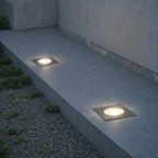 Firkantet GU10 Jordspot IP67 Design | Aluminium Rustfrit Stål Udendørs Armatur | Have Sti Indkørsel & Terrassebelysning | Vanero