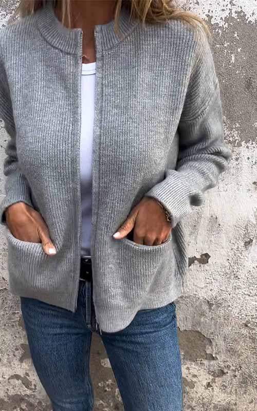 Damecardigan | Frontlynlås Design  Blød Tekstilkonstruktion | Hverdagsbrug & Lag-På-Lag Styling | Vanero