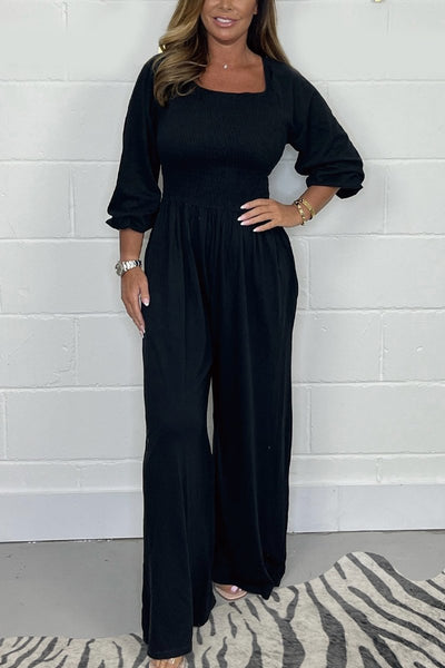Stilla | ensfarvet jumpsuit elegant | vanero