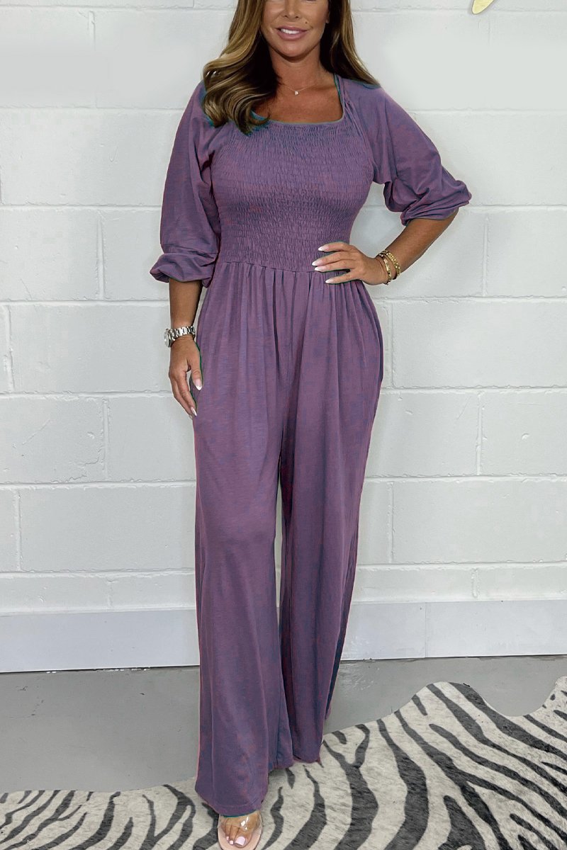 Stilla | ensfarvet jumpsuit elegant | vanero
