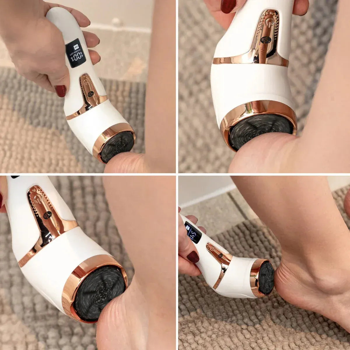 Elektrisk Fotfil med Vakuum | 3 Rullhuvuden & 2 Hastigheter | USB-Laddningsbar Fotfil med LCD-Display | Olsson