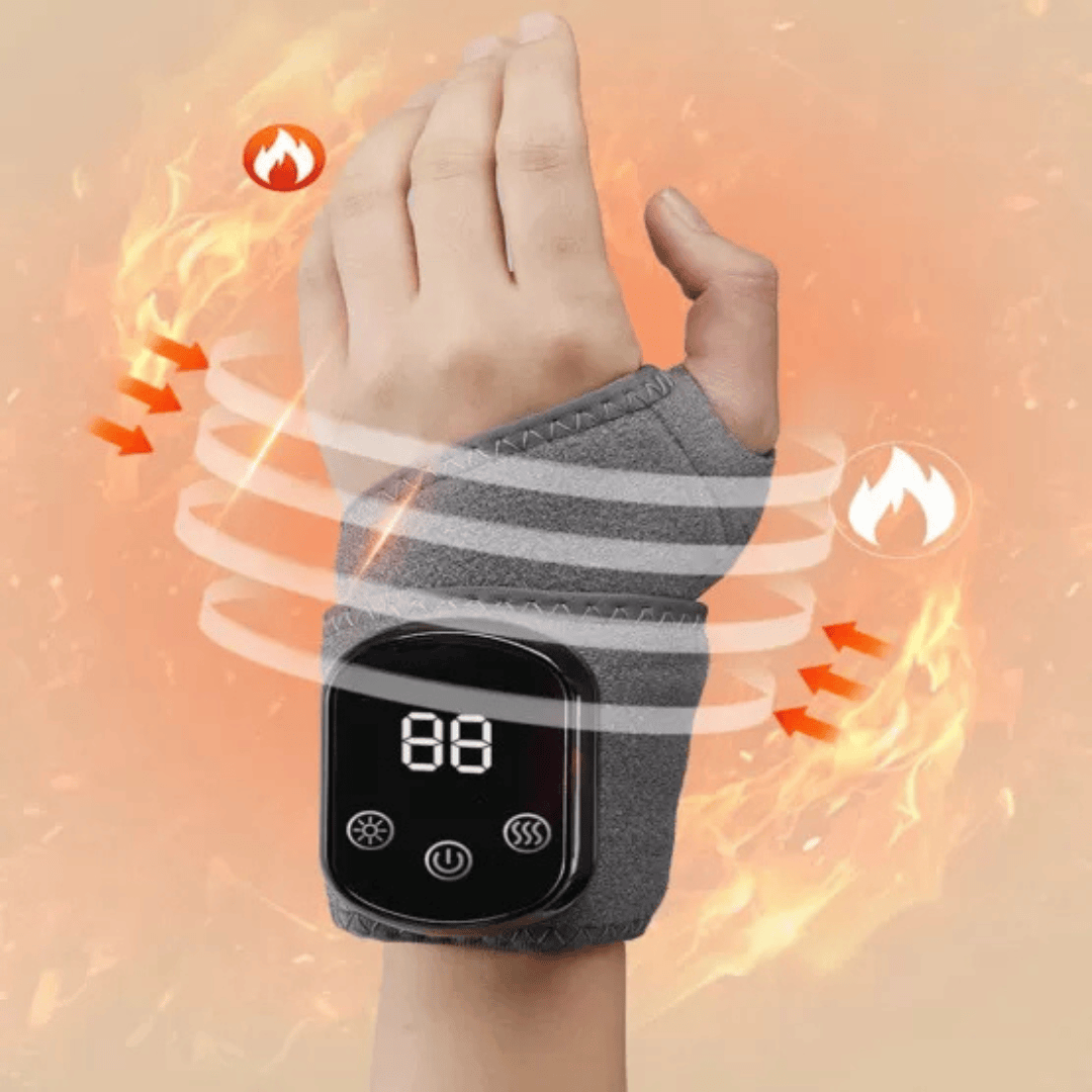 Elektrisk Håndledsmassager | 5 Varme- & 3 Vibrationsniveauer | USB-C Wrap Med Rødlysfunktion & 1800 mAh Batteri | Vanero