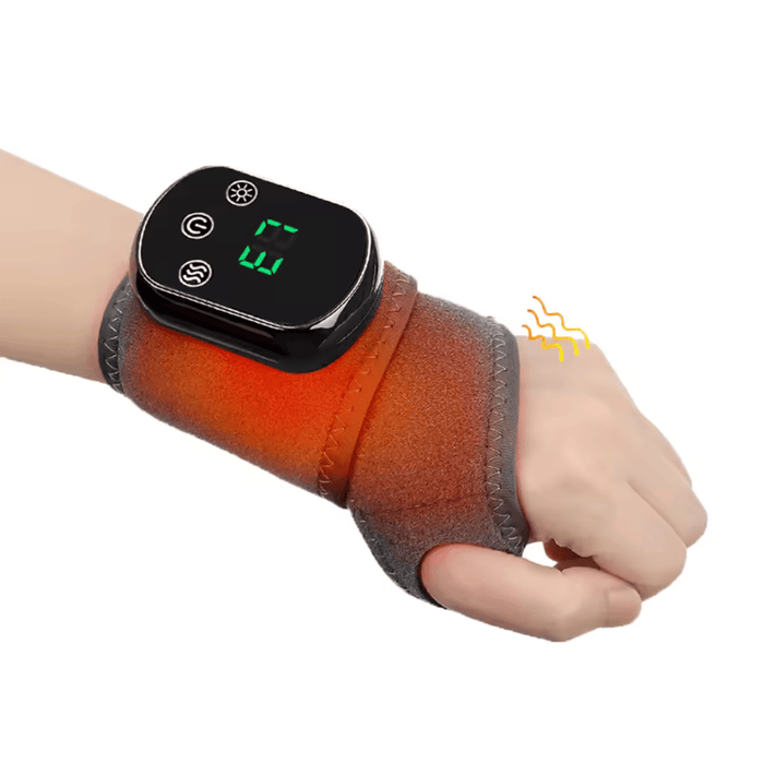 Elektrisk Håndledsmassager | 5 Varme- & 3 Vibrationsniveauer | USB-C Wrap Med Rødlysfunktion & 1800 mAh Batteri | Vanero