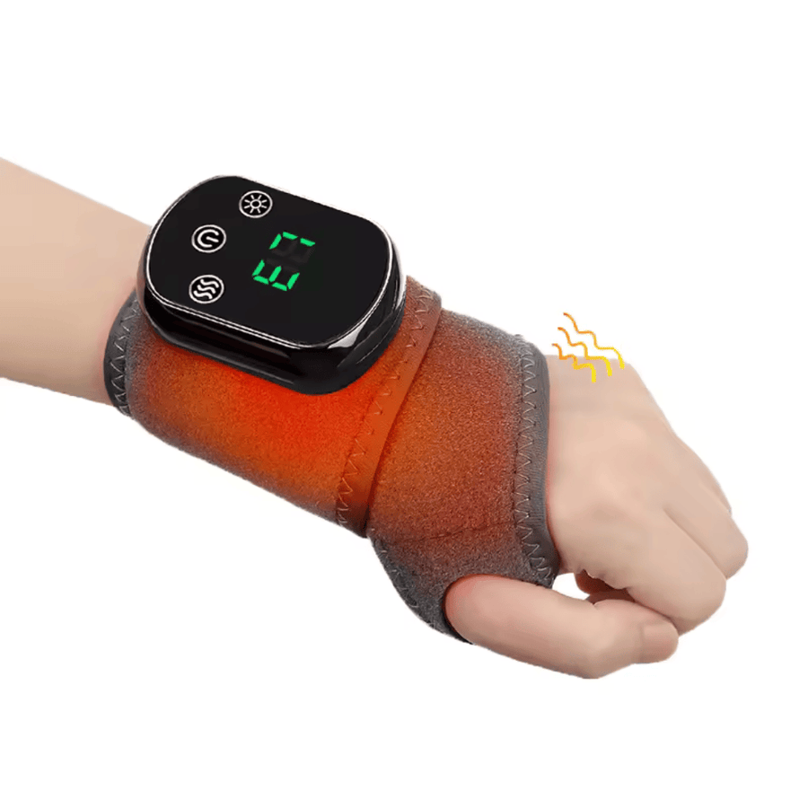 Elektrisk Håndledsmassager | 5 Varme- & 3 Vibrationsniveauer | USB-C Wrap Med Rødlysfunktion & 1800 mAh Batteri | Vanero