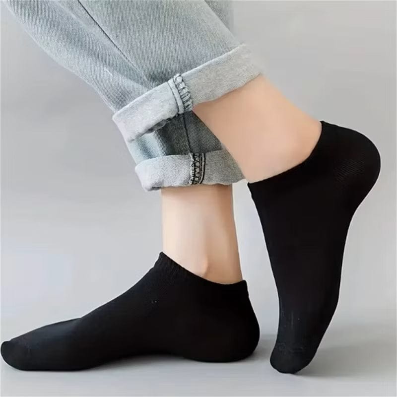 Sorte Ankelstrømper 10-Pak | 80% Bomuld Med Polyester & Elastan | Lavskårne Unisex-Strømper I Størrelse 38–41 | Vanero