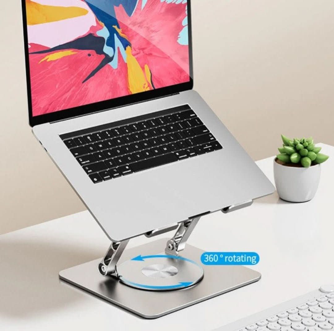 Justerbar Laptopstander | Foldbart Aluminiumsstativ Med 360 Graders Rotation | Til 11–17 Tommer | Vanero