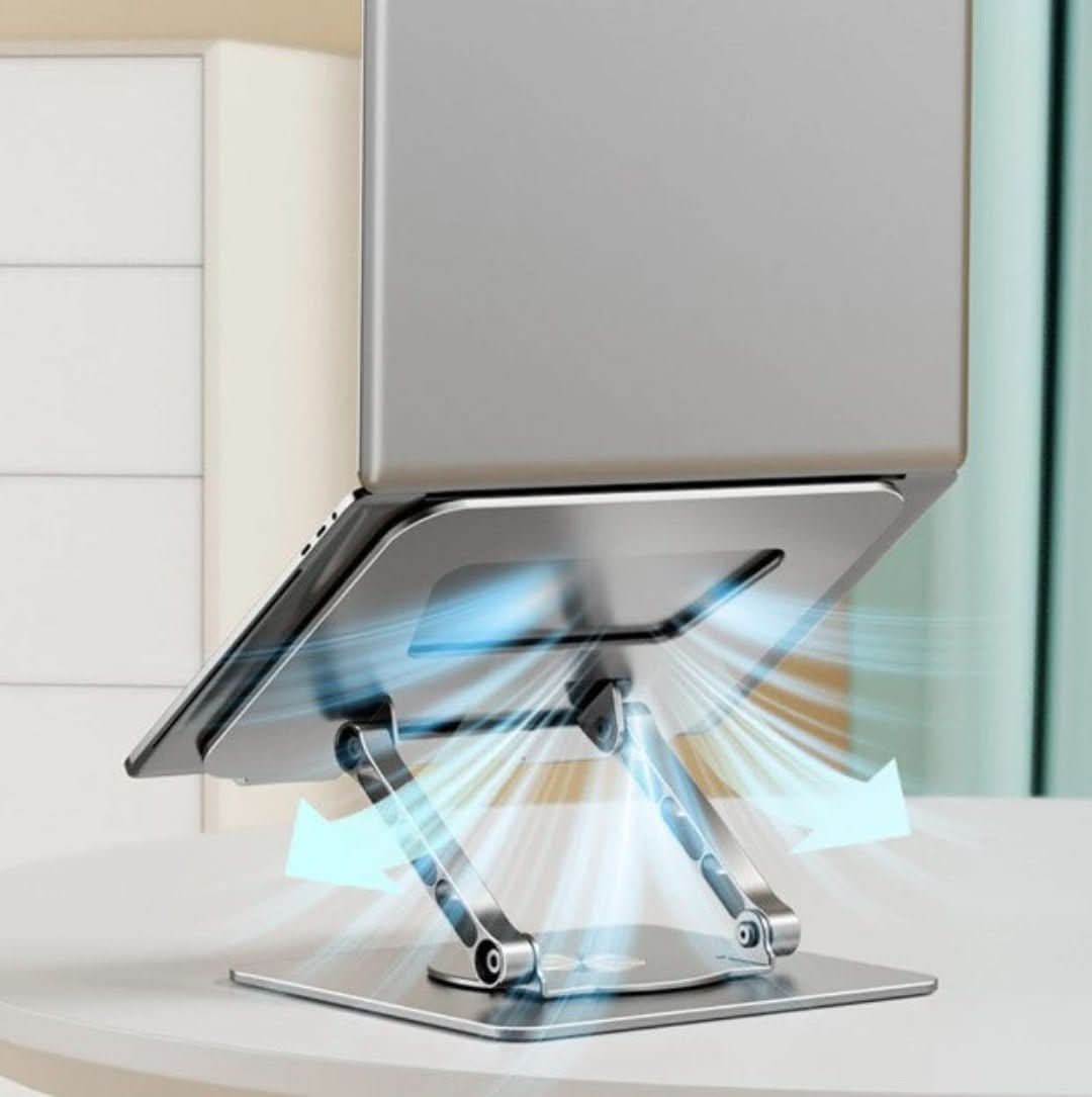 Justerbar Laptopstander | Foldbart Aluminiumsstativ Med 360 Graders Rotation | Til 11–17 Tommer | Vanero