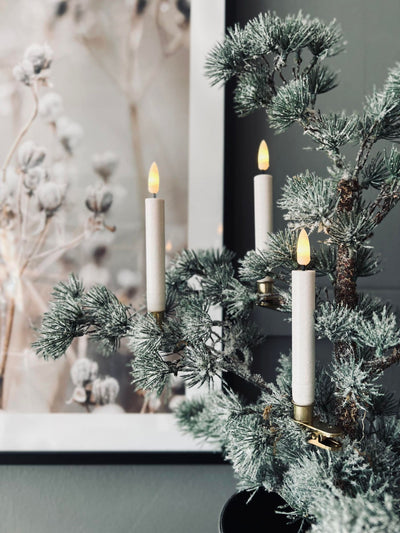 LED Juletræslys 10 Stk | Messingholder og Fjernbetjening | Vanero