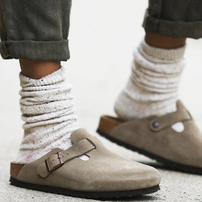 Sandaler Læderoverdel | Regular Fit Slip-On Sandaler | Lukket Tå Design Til Indendørs & Udendørs Brug | Vanero