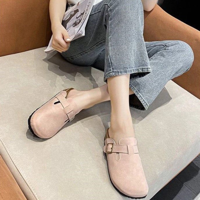 Sandaler Læderoverdel | Regular Fit Slip-On Sandaler | Lukket Tå Design Til Indendørs & Udendørs Brug | Vanero