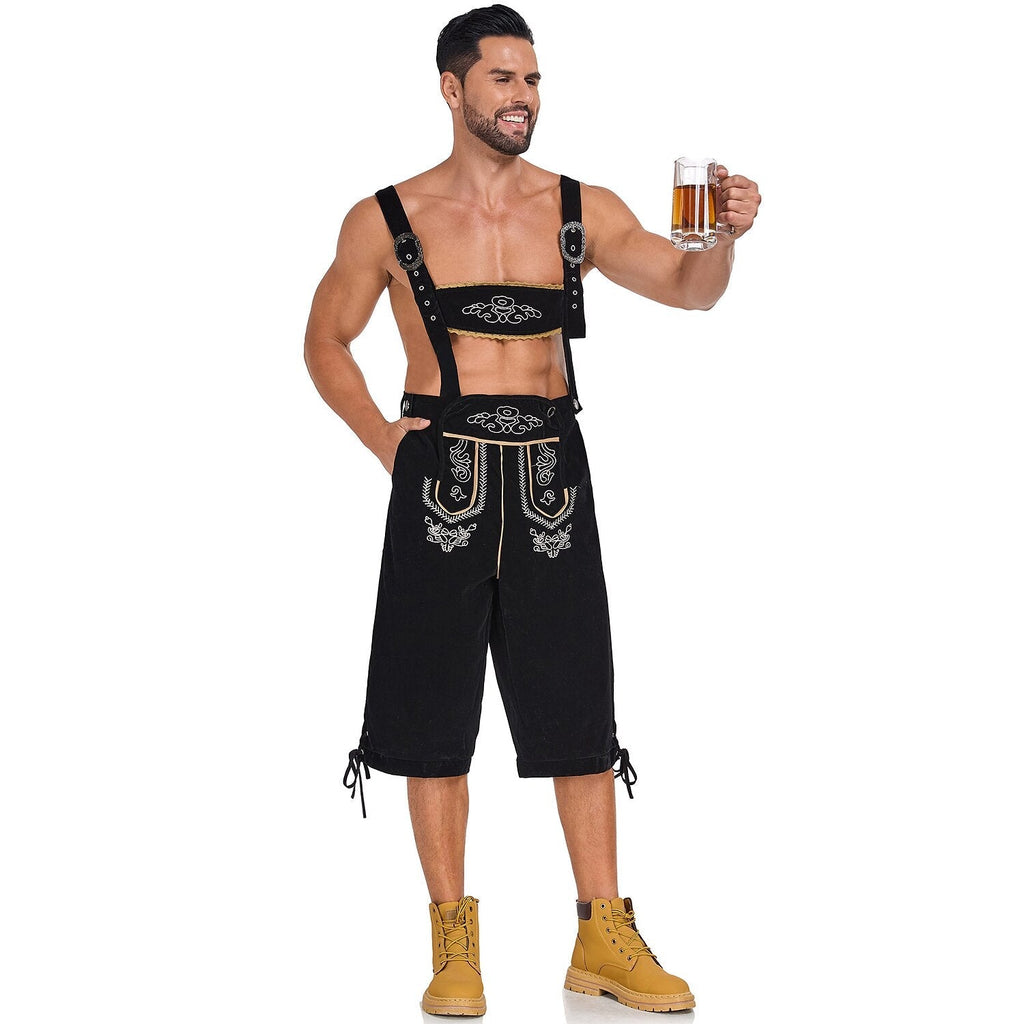 Herre Lederhosen Ægte Læder | Traditionelt Oktoberfest Buksedesign | Broderede Detaljer Til Festivaler & Events | Vanero
