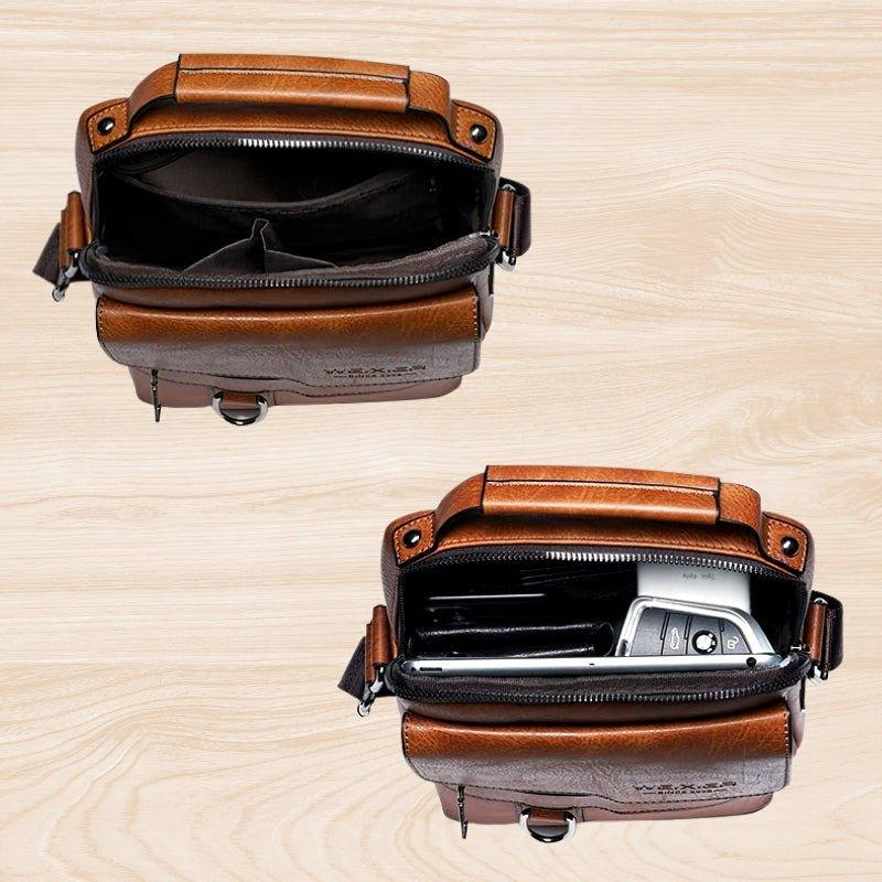 Herre Skuldertaske Med Flere Lommer | Justerbar Rem & Lynlåslukning | Kompakt Crossbody Taske Til Hverdag, Arbejde & Rejser | Vanero