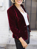 Maeve Polyester Med Fløjlslignende Overflade | Regular Fit Blazer | Reverskrave & Knaplukning til Hverdagsbrug & Formelle Outfits | Vanero