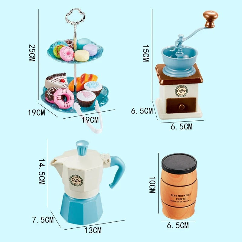 Café Legetøjssæt Plast og Træ | Barista- og Bageri Rolleleg | Fantasifuld Leg til Børn | Vanero