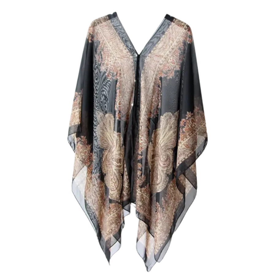 Dame Poncho Skærf Chiffon | One-Size Omslag til Lag-På-Lag Styling | Let Design til Hverdagsbrug & Sæsonbrug | Vanero